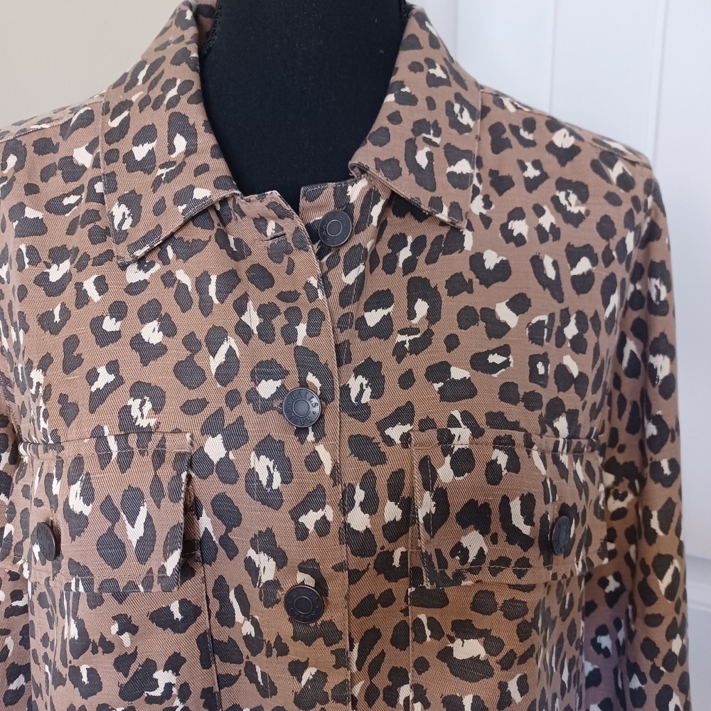 Rails Steffi Linen Blend Lightweight Jacket Women's Sz Medium Leopard - Picture 6 of 14